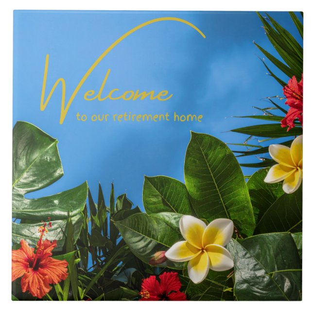 Welcome to our Retirement Home Tropical Themed Ceramic Tile (Front)