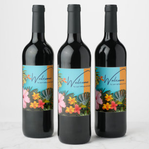 Welcome to our Retirement Home Tropical Themed Wine Label