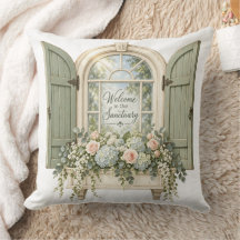 Welcome to Our Sanctuary Sage Shutter Window
