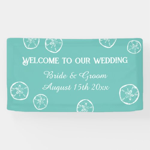 Welcome to our sand dollar beach wedding banner