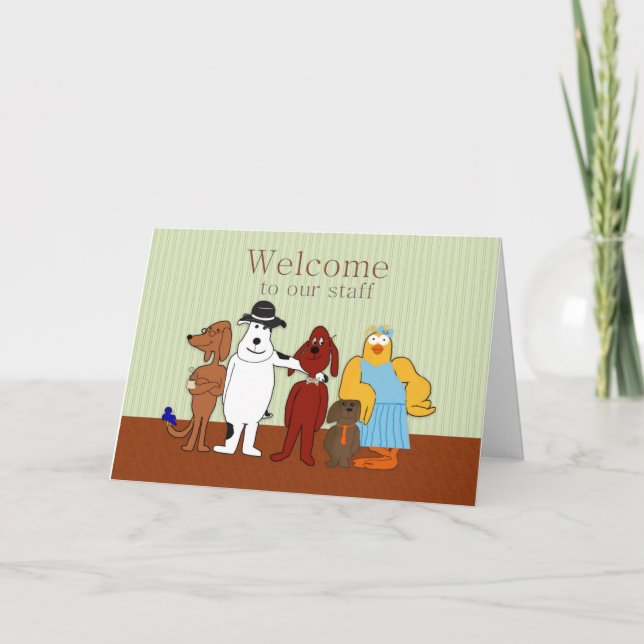 Welcome to Our Staff, Humorous, Cartoon Animals Card (Front)