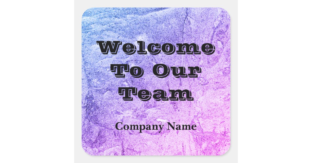 Welcome To Our Team Blue Pink Abstract Onboarding Square Sticker | Zazzle