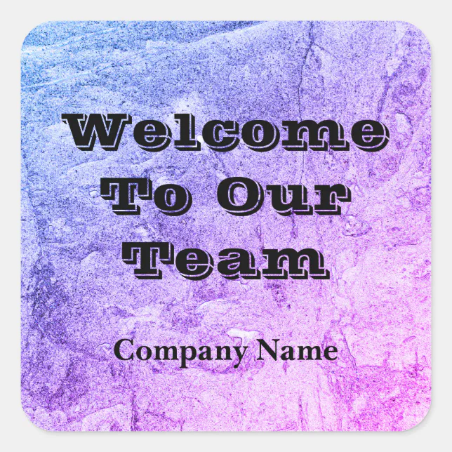 Welcome To Our Team Blue Pink Abstract Onboarding Square Sticker | Zazzle