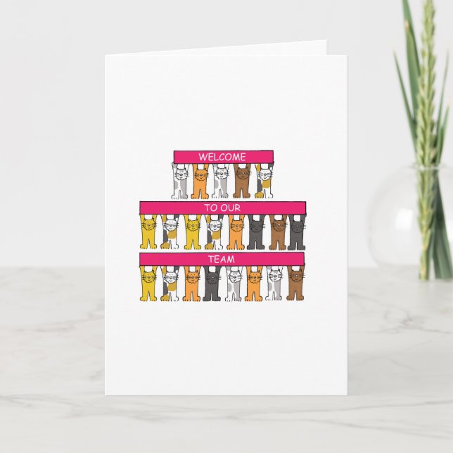 Welcome to Our Team Cartoon Cats Card (Front)