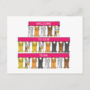 Welcome to Our Team Cartoon Cats Postcard