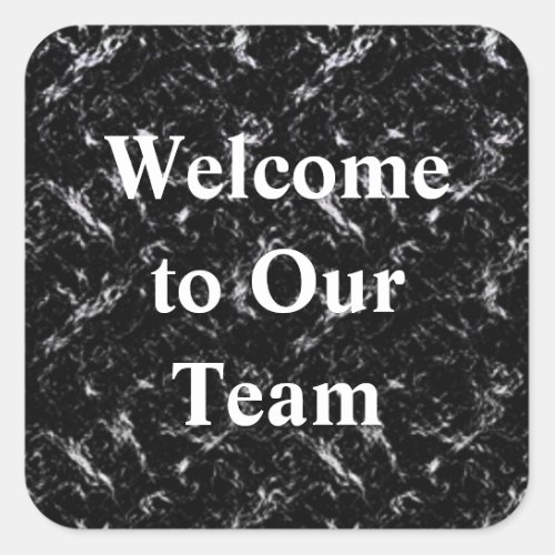 Welcome to Our Team Elegant Black White Employee Square Sticker