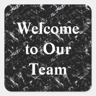 Welcome to Our Team Elegant Black White Employee Square Sticker