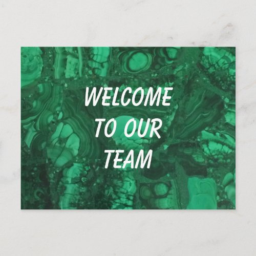 Welcome To Our Team Green Gemstone Employee Postcard