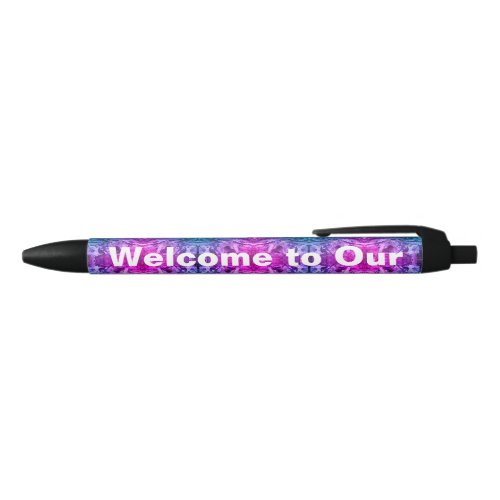 Welcome to Our Team Marble Blue Pink Vibrant Black Ink Pen