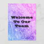 Welcome To Our Team Marbled Blue Pink Office Postcard