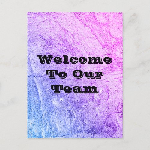 Welcome To Our Team Marbled Blue Pink Office Postcard