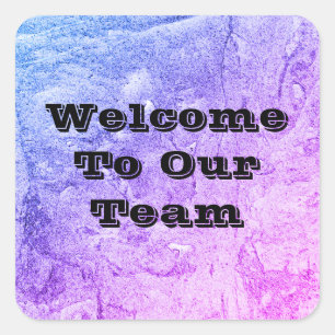Welcome To Our Team Marbled Blue Pink Office Square Sticker