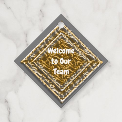 Welcome to Our Team Metallic Gold Silver Diamond Favor Tags