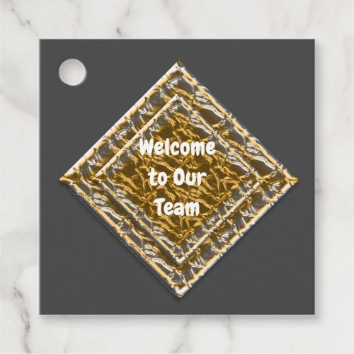 Welcome to Our Team Metallic Gold Silver Diamond Favor Tags