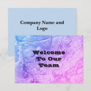 Welcome to Our Team Modern Pink Blue Abstract Thank You Card