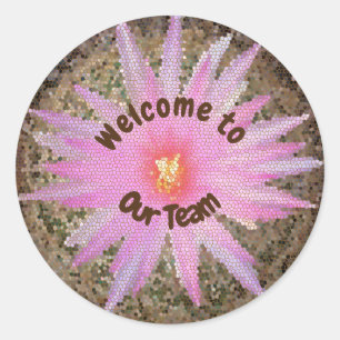 Welcome to Our Team Pink Mosaic Cactus Southwest Classic Round Sticker