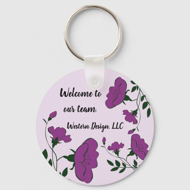 Welcome to Our Team Professional Floral Employee Keychain (Front)