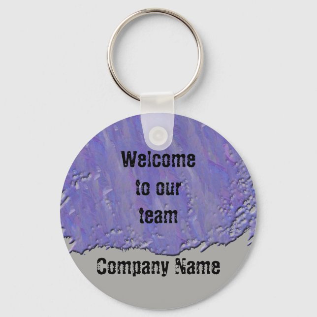 Welcome to Our Team Professional Purple Abstract Keychain (Front)