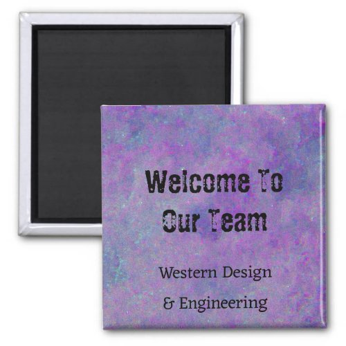 Welcome To Our Team Purple Abstract Employee Magnet