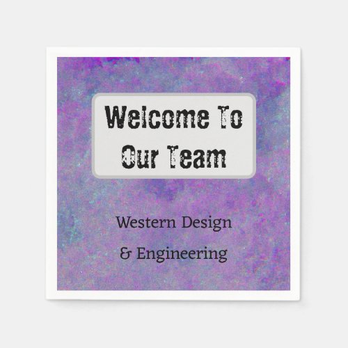Welcome To Our Team Purple Abstract New Employee Napkins