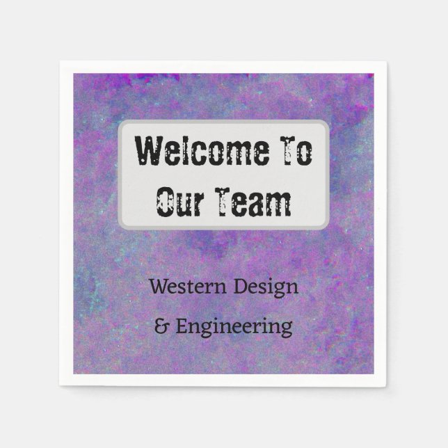 Welcome To Our Team Purple Abstract New Employee Napkins (Front)