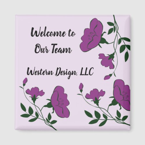 Welcome to Our Team Purple Floral New Employee Magnet