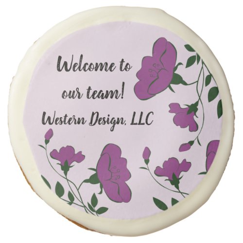 Welcome to Our Team Purple Floral New Employee Sugar Cookie