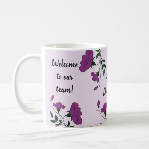 Welcome to Our Team Purple Flower New Employee Coffee Mug