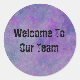 Welcome To Our Team Purple Workplace Employee Classic Round Sticker