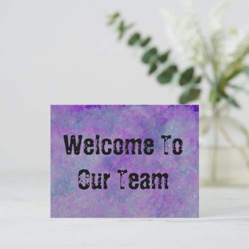Welcome To Our Team Purple Workplace Employee Postcard