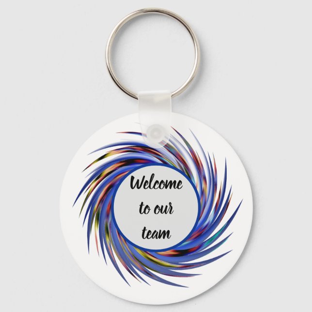 Welcome to Our Team Spiral Pattern New Employee Keychain (Front)