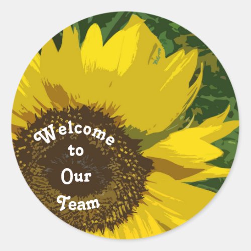 Welcome to Our Team Sunflower Business Classic Round Sticker