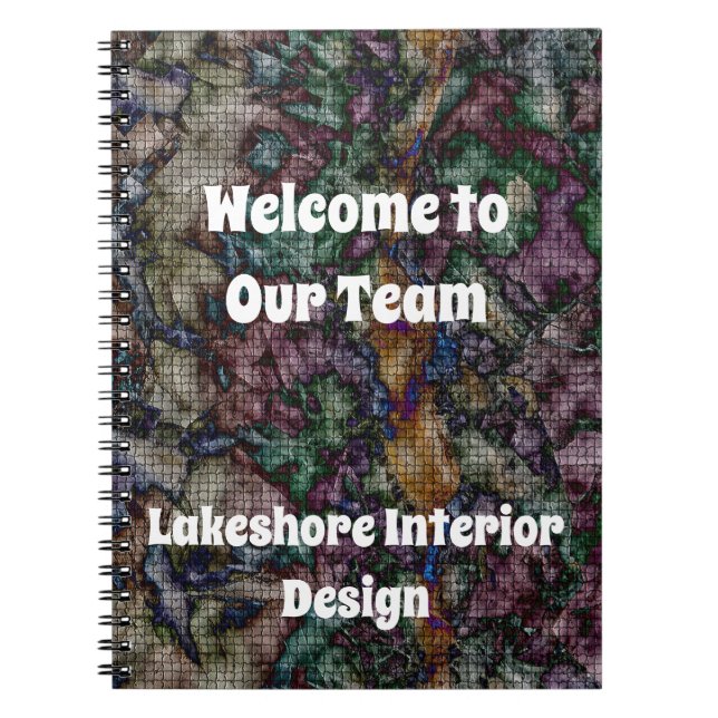 Welcome to Our Team Swirled Colorful Tiled Mosaic Notebook (Front)