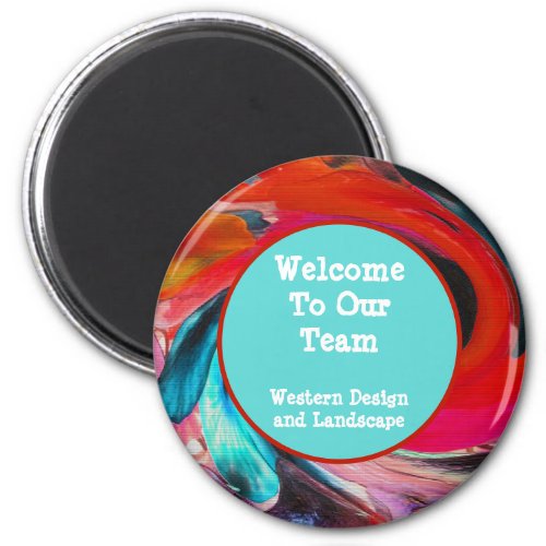 Welcome To Our Team Vivid Swirled Tie Dye Employee Magnet