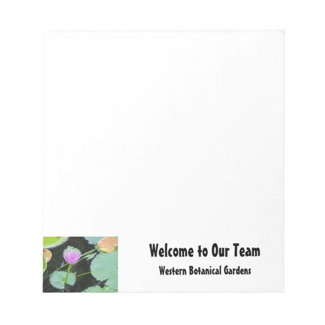 Welcome to Our Team Water Lily Flower Employee Notepad (Front)