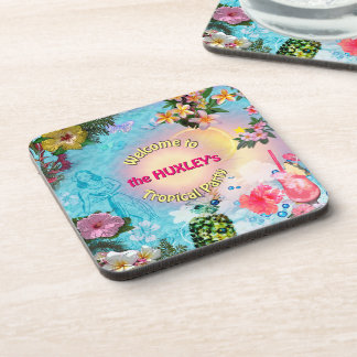 Welcome to our Tropical Party (customizable) Beverage Coaster