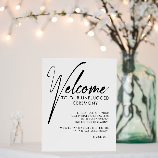 Welcome To Our Unplugged Ceremony Modern Wedding Foam Board (In Situ (Wedding))