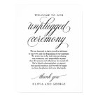 Welcome to our unplugged ceremony sign