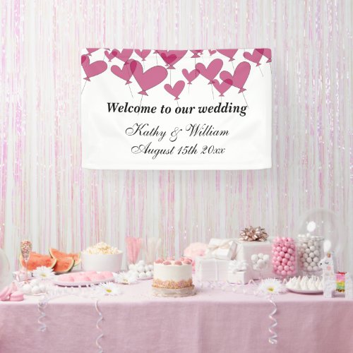 Welcome to our wedding 1001 red balloons party banner