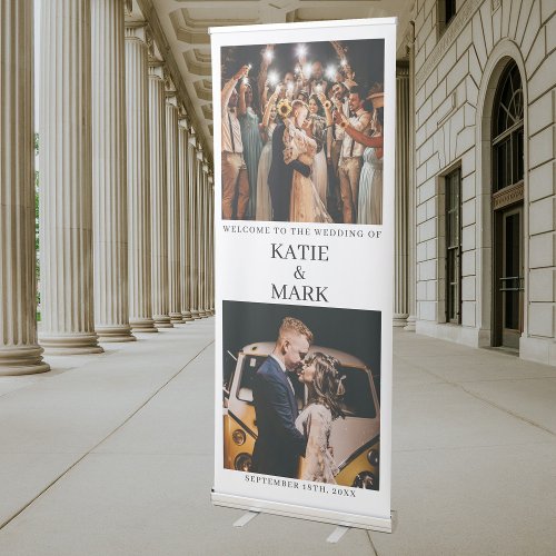 Welcome To Our Wedding 2 Photo Minimalist Wedding Retractable Banner