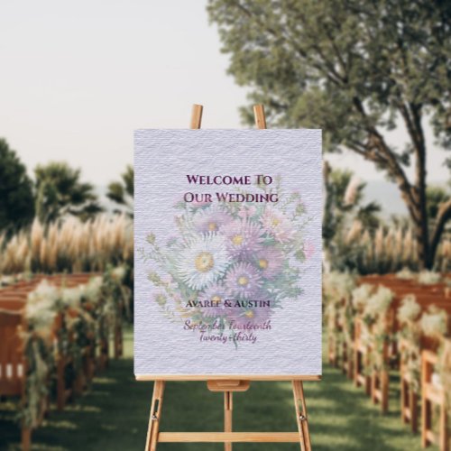 Welcome To Our Wedding Aster Flower of the Month Foam Board
