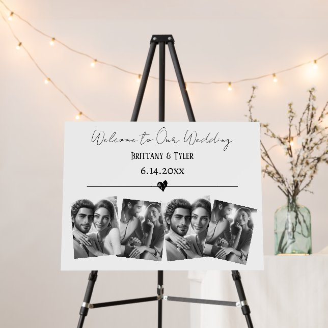 Welcome to our Wedding | Black and White Sign (In Situ (Stand))