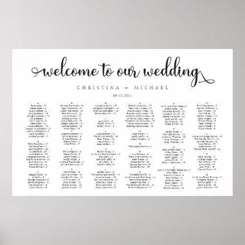Welcome to our wedding black guests seating chart