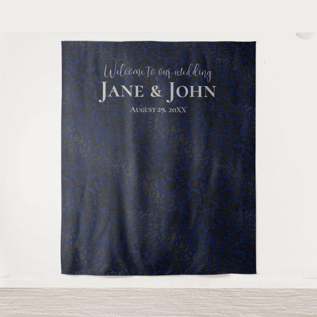 Welcome to our Wedding Blue Black Leopard Backdrop (Front)