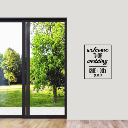Welcome To Our Wedding Bordered Medium Wall Decal (Front)