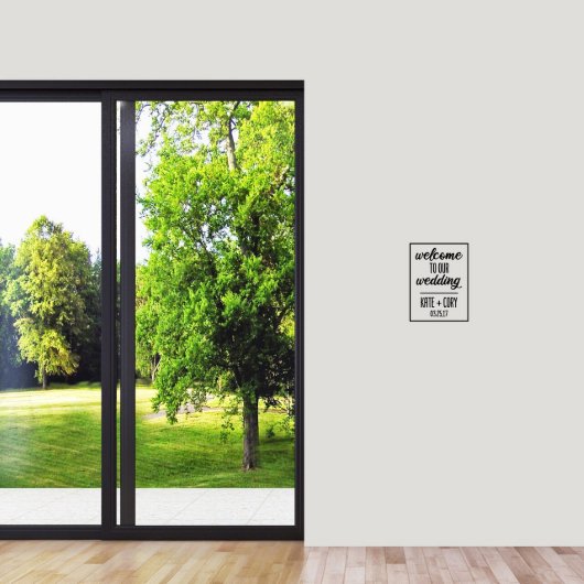 Welcome To Our Wedding Bordered XS Wall Decal (Front)