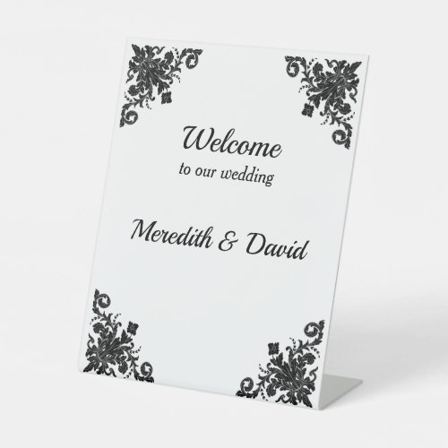 Welcome to Our Wedding Bride Groom Pedestal Sign