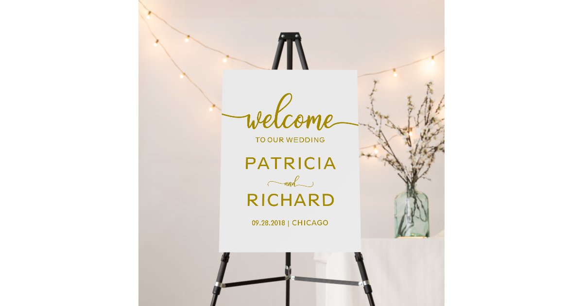 Welcome to our Wedding Calligraphy Gold Sign | Zazzle