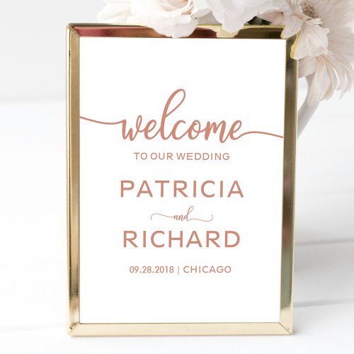 Welcome to our Wedding Calligraphy Rose Gold Sign