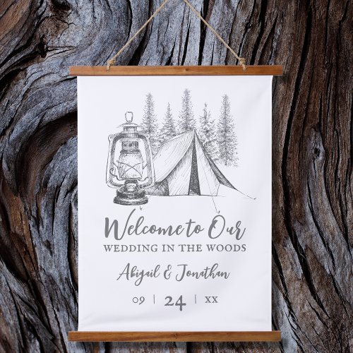 Welcome to Our Wedding Camping Sketch Wedding Hanging Tapestry